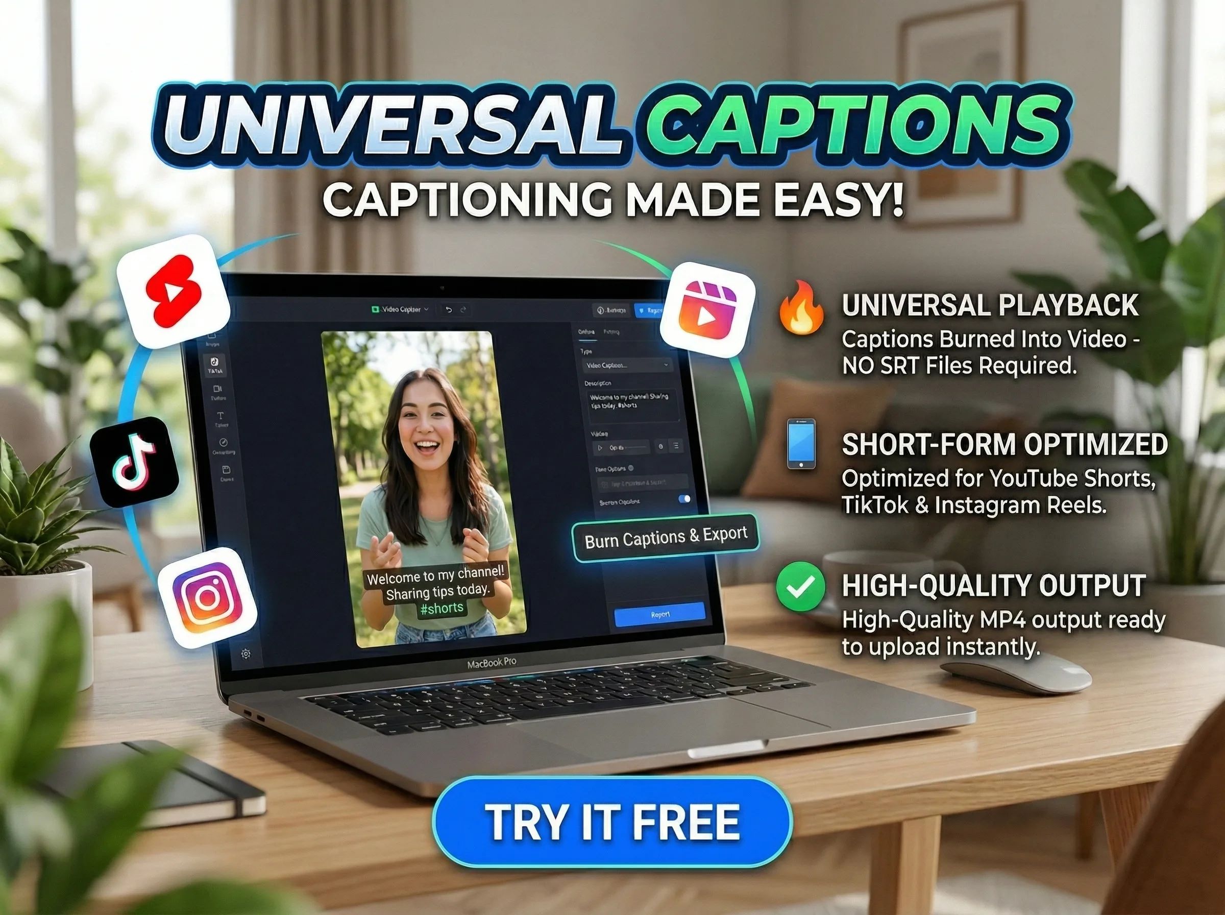 Caption style picker showing font, color, and animation presets in the AI caption generator